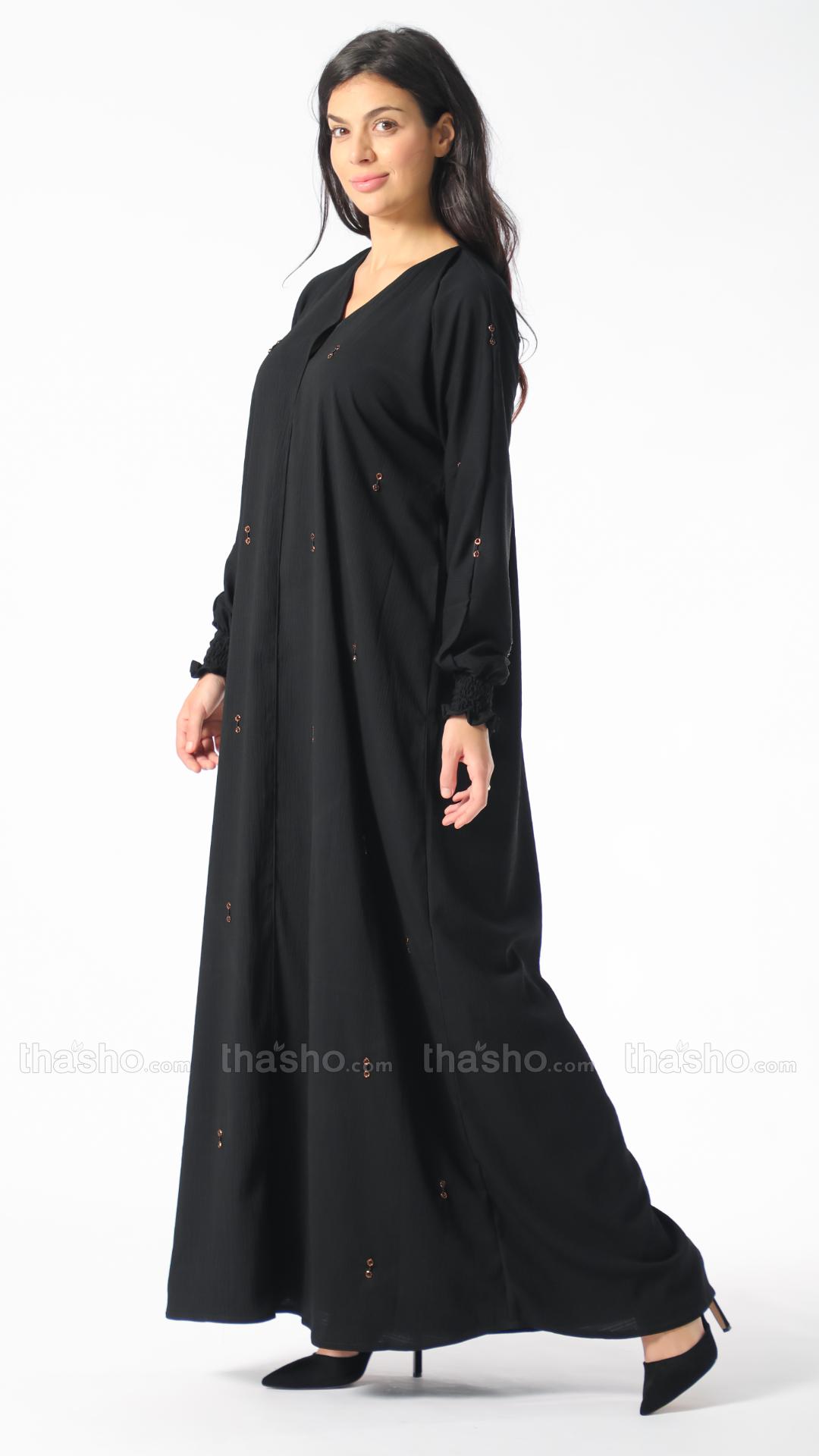 Simple Abaya with Handwork on the Front and Sleeves