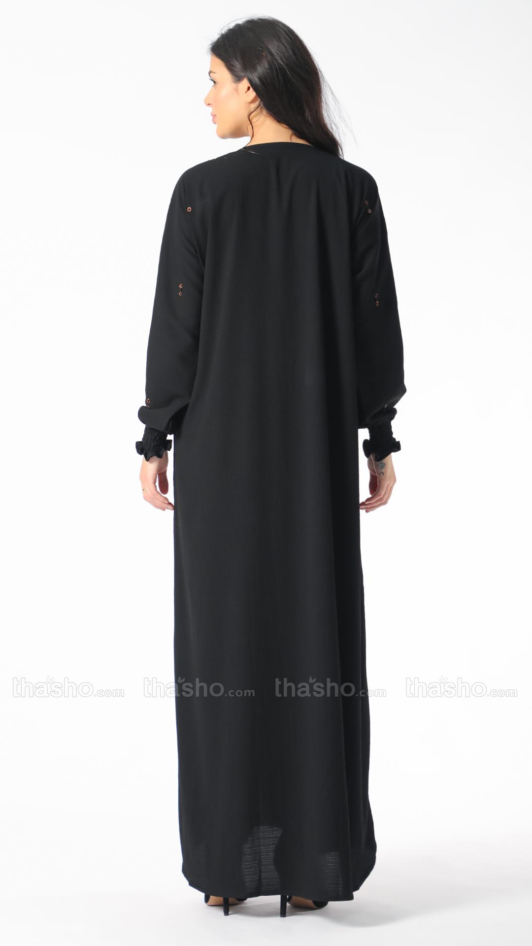 Simple Abaya with Handwork on the Front and Sleeves