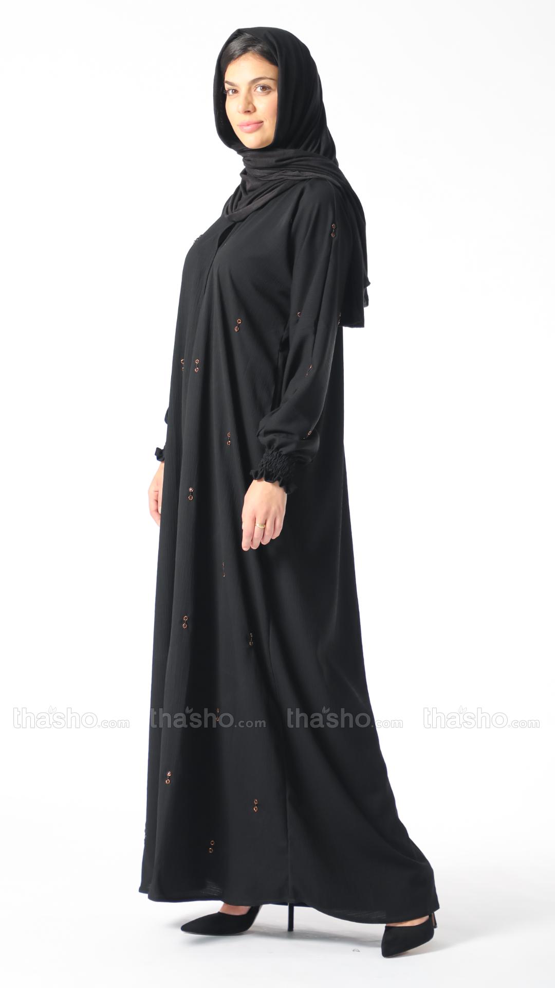 Simple Abaya with Handwork on the Front and Sleeves