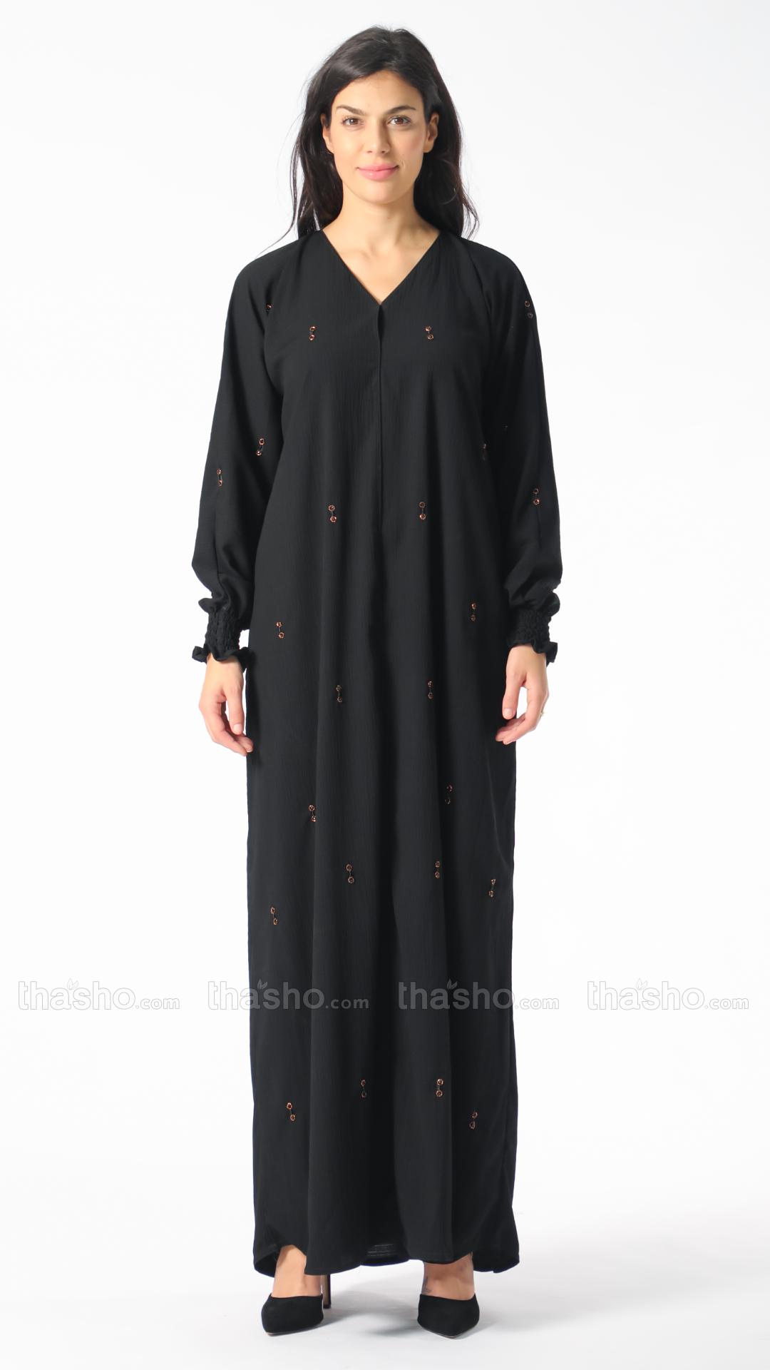 Simple Abaya with Handwork on the Front and Sleeves