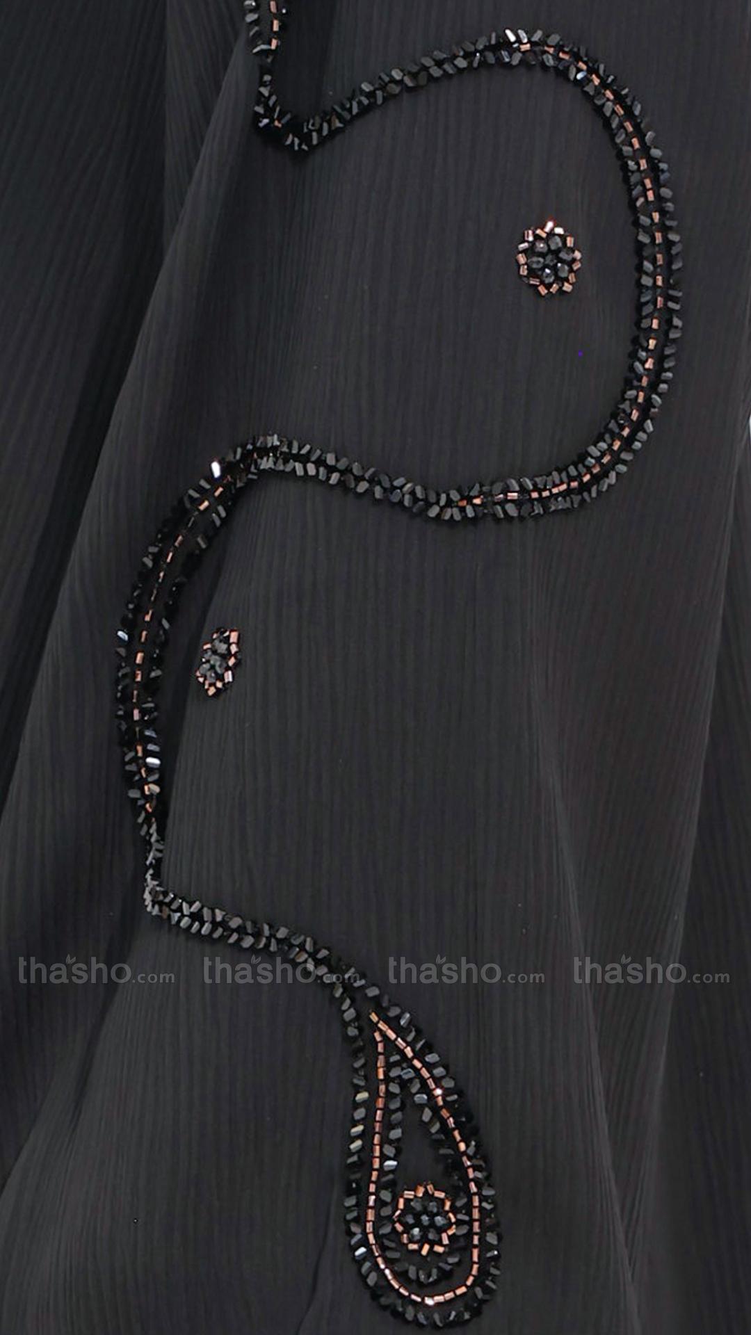 Black Stylish Abaya with Handwork on the Sleeves