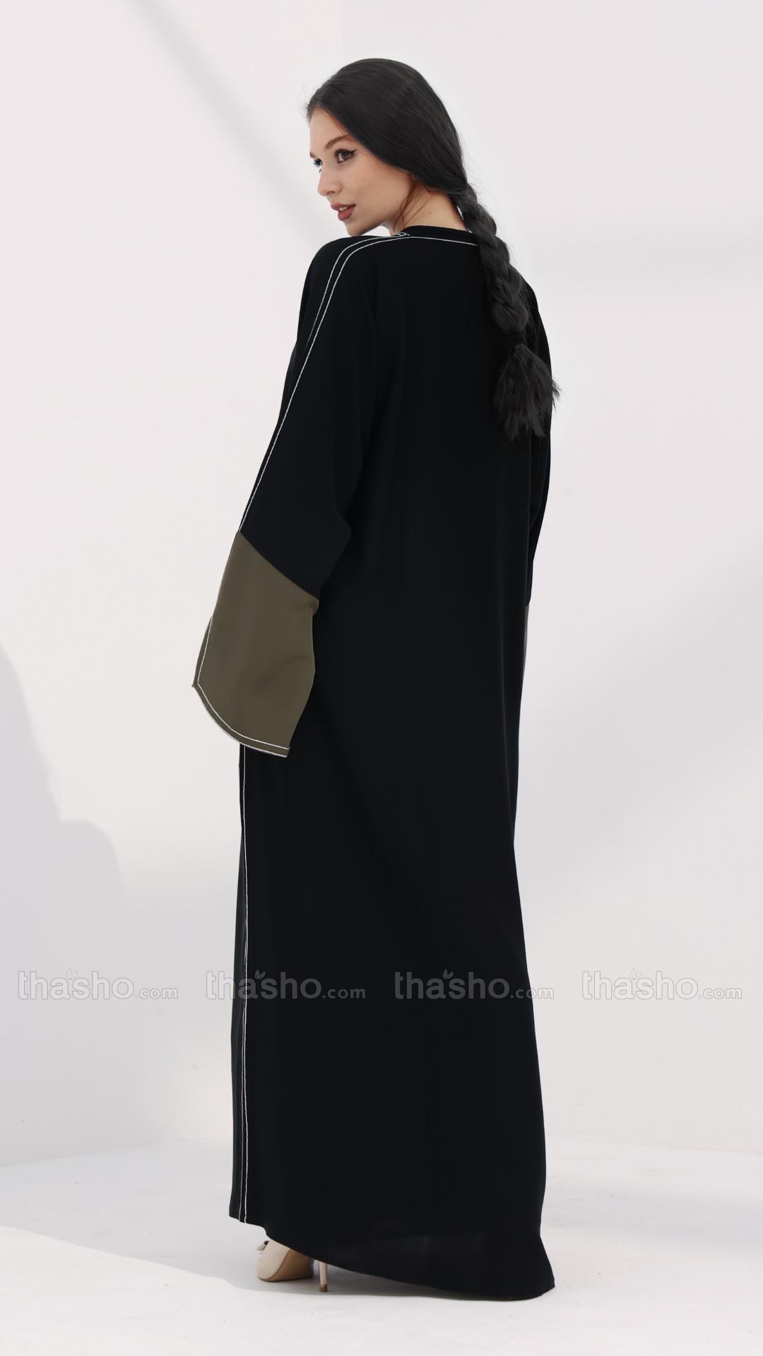 Black Elegant Abaya with Designed Stitching 