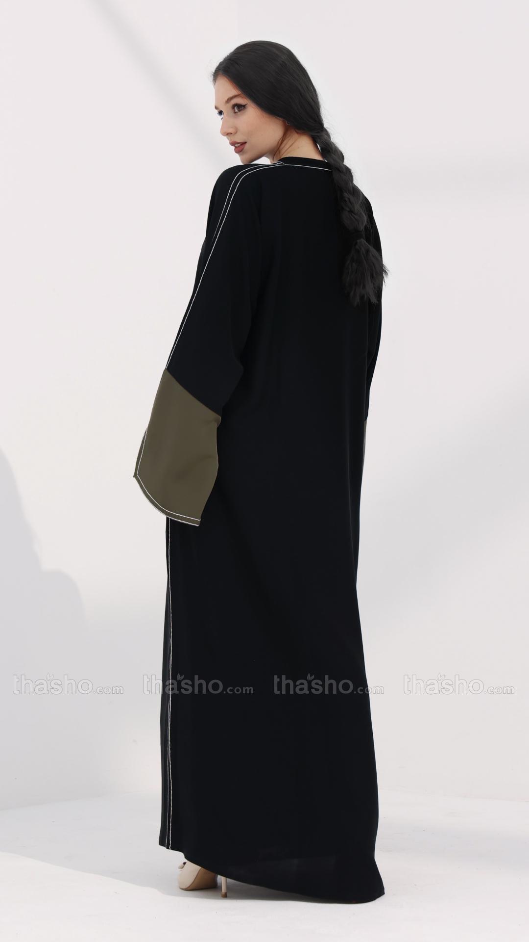 Black Elegant Abaya With Designed Stitching