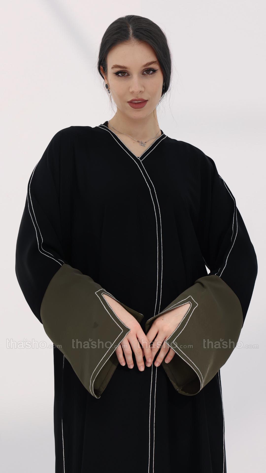 Black Elegant Abaya With Designed Stitching