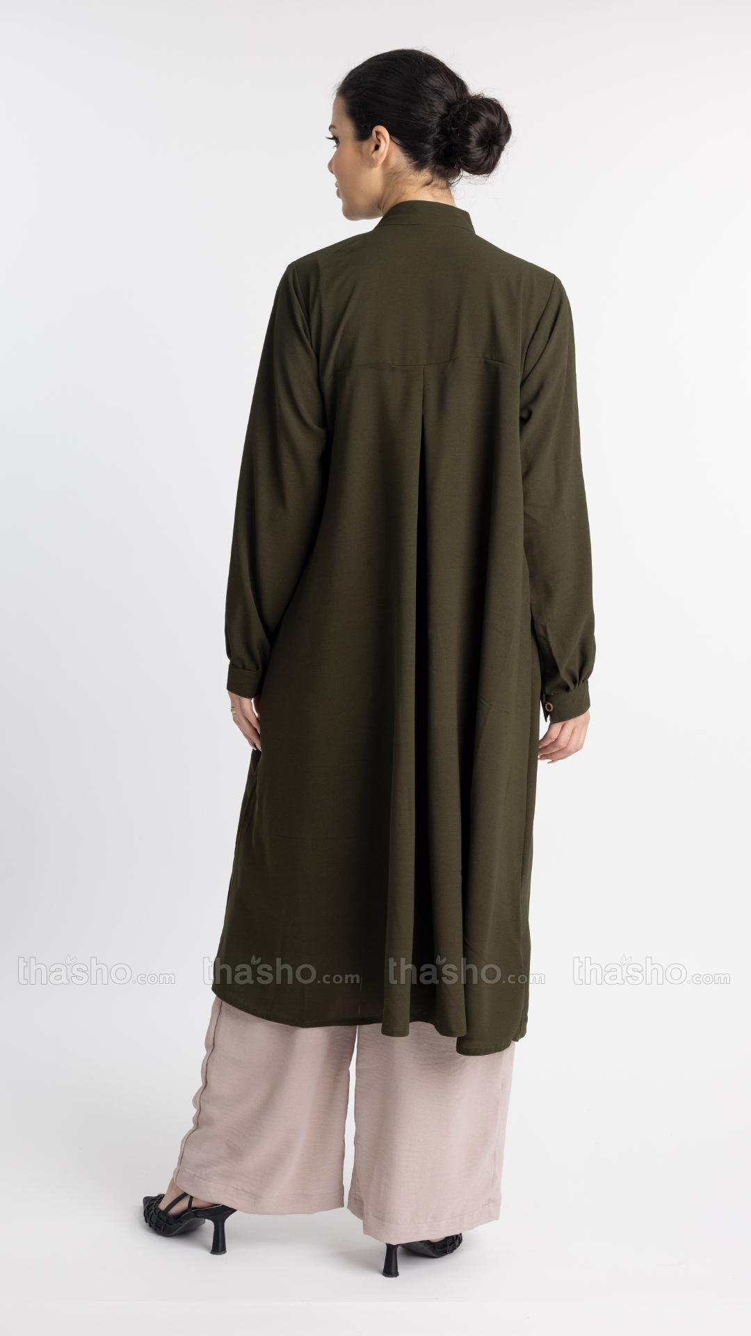 Olive and Almond Modest TwoPiece Tunic Abaya 