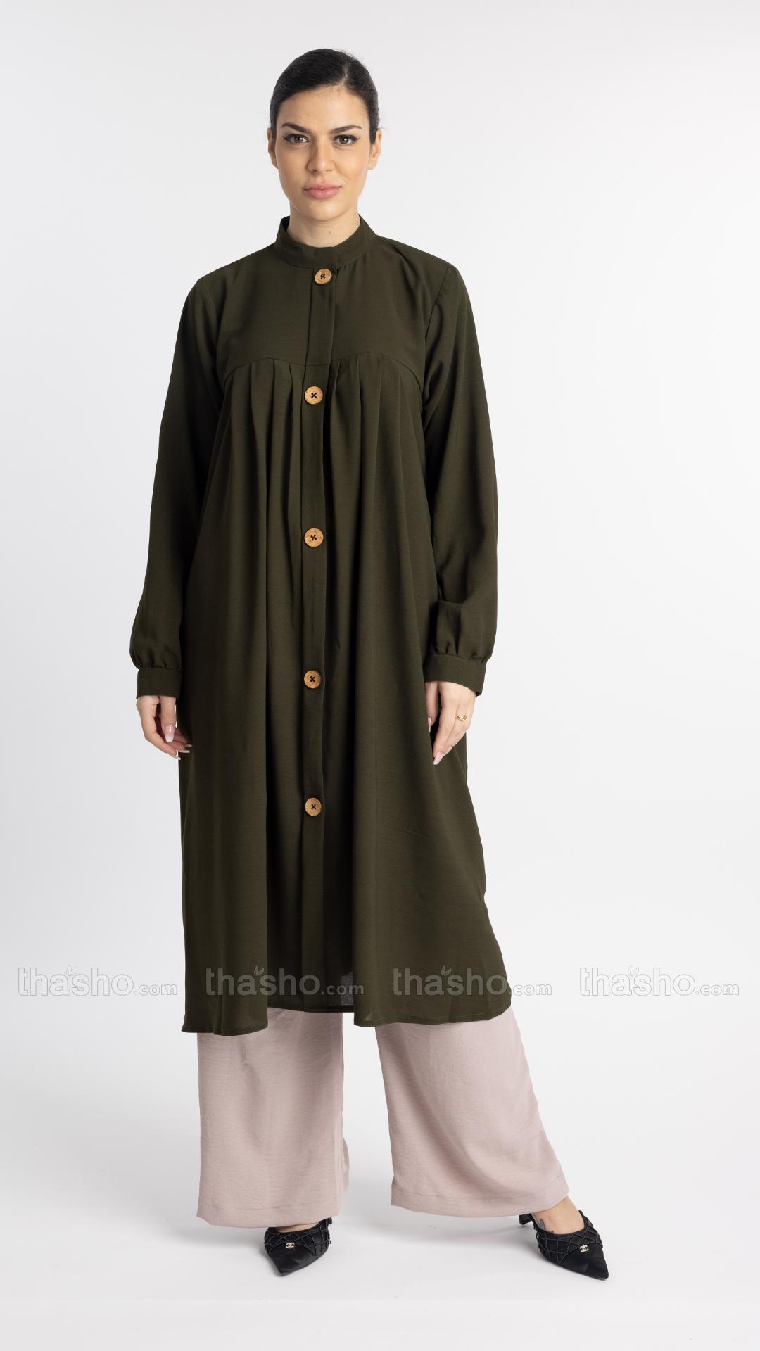 Olive and Almond Modest TwoPiece Tunic Abaya 
