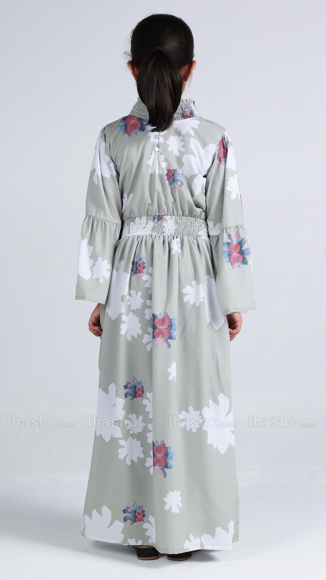 Mint Green Kids Modest Dress with a Floral Print 