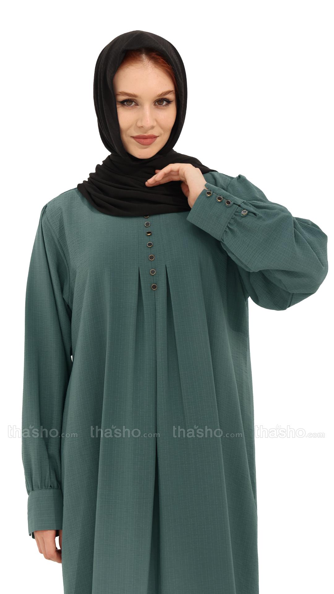 Cadet Blue Gorgeous Abaya with Show Buttons 