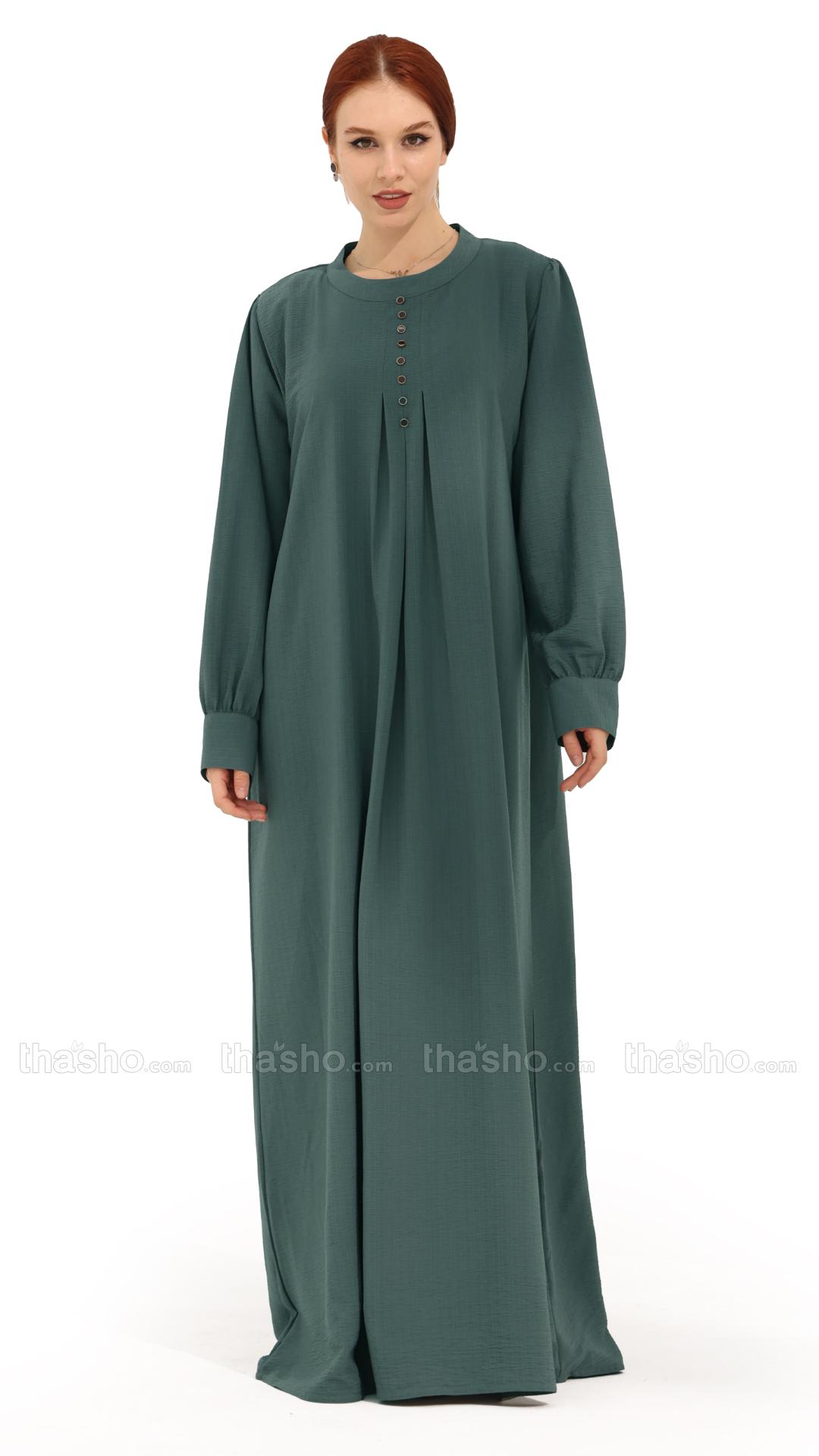 Cadet Blue Gorgeous Abaya with Show Buttons 
