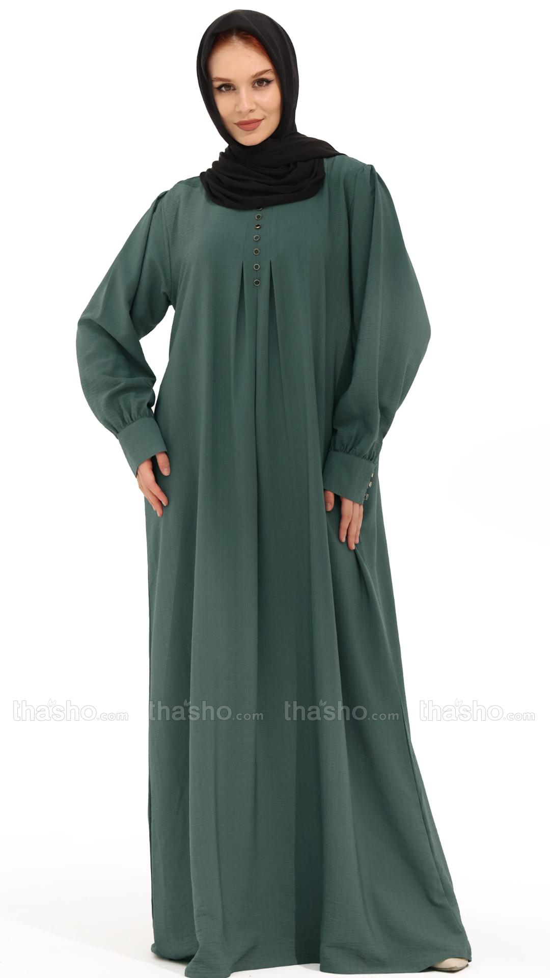 Cadet Blue Gorgeous Abaya with Show Buttons 