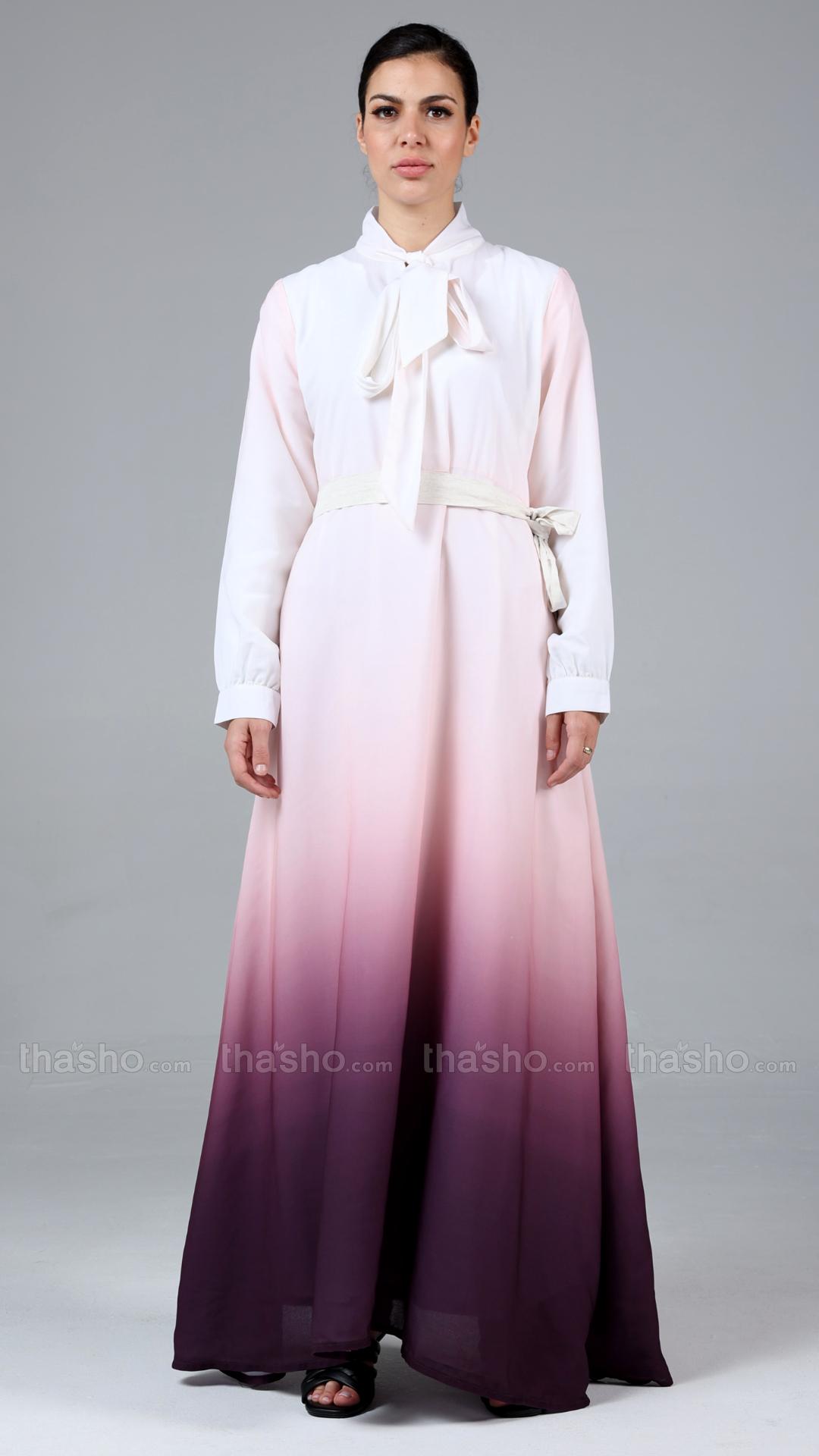 Ombre Formal Dress With Tie Up Neck