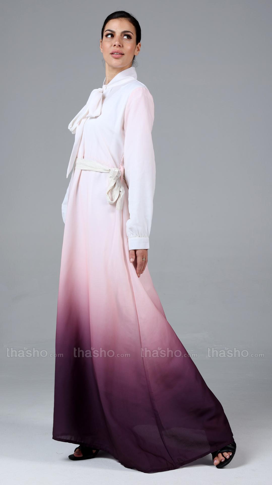 Ombre Formal Dress With Tie Up Neck