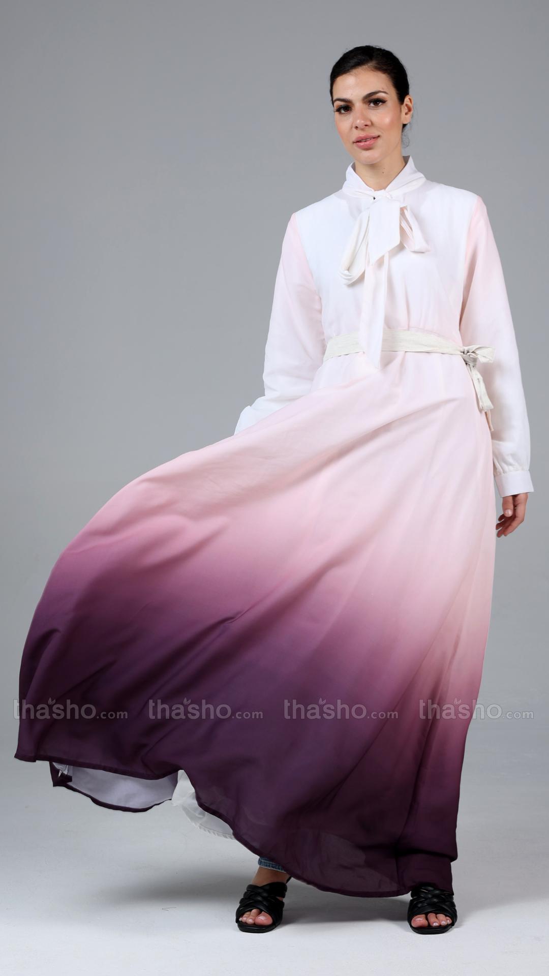 Ombre Formal Dress With Tie Up Neck