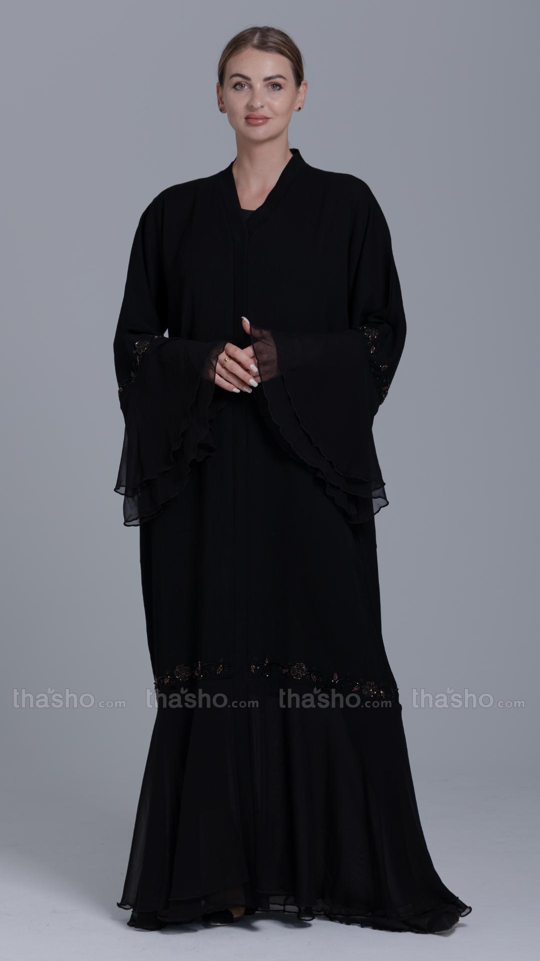 Black Abaya by Zoom with Crystal Handwork