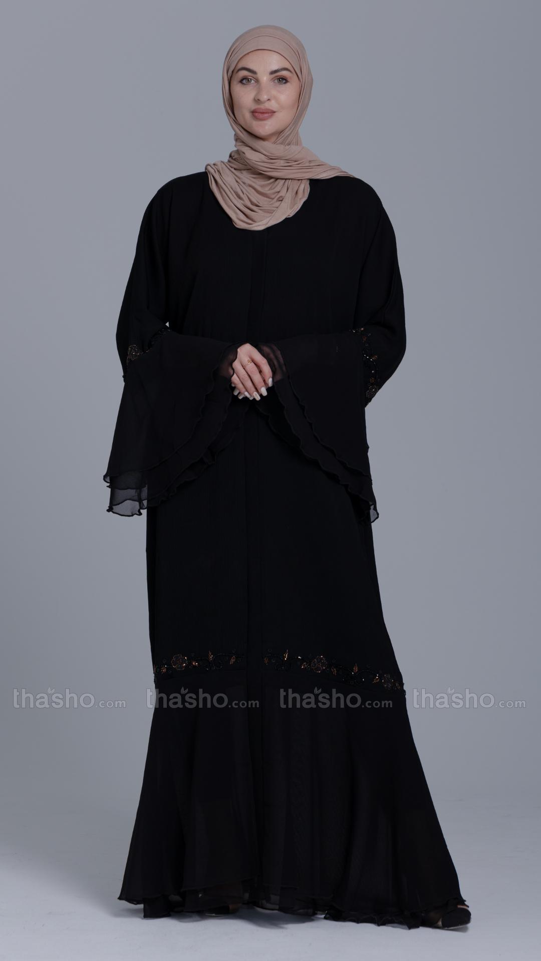 Black Abaya by Zoom with Crystal Handwork