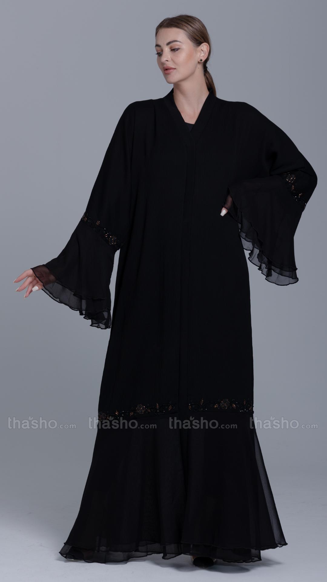 Black Abaya by Zoom with Crystal Handwork