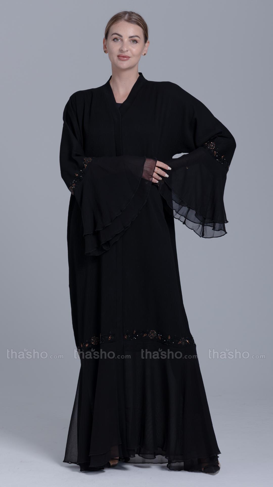 Black Abaya by Zoom with Crystal Handwork