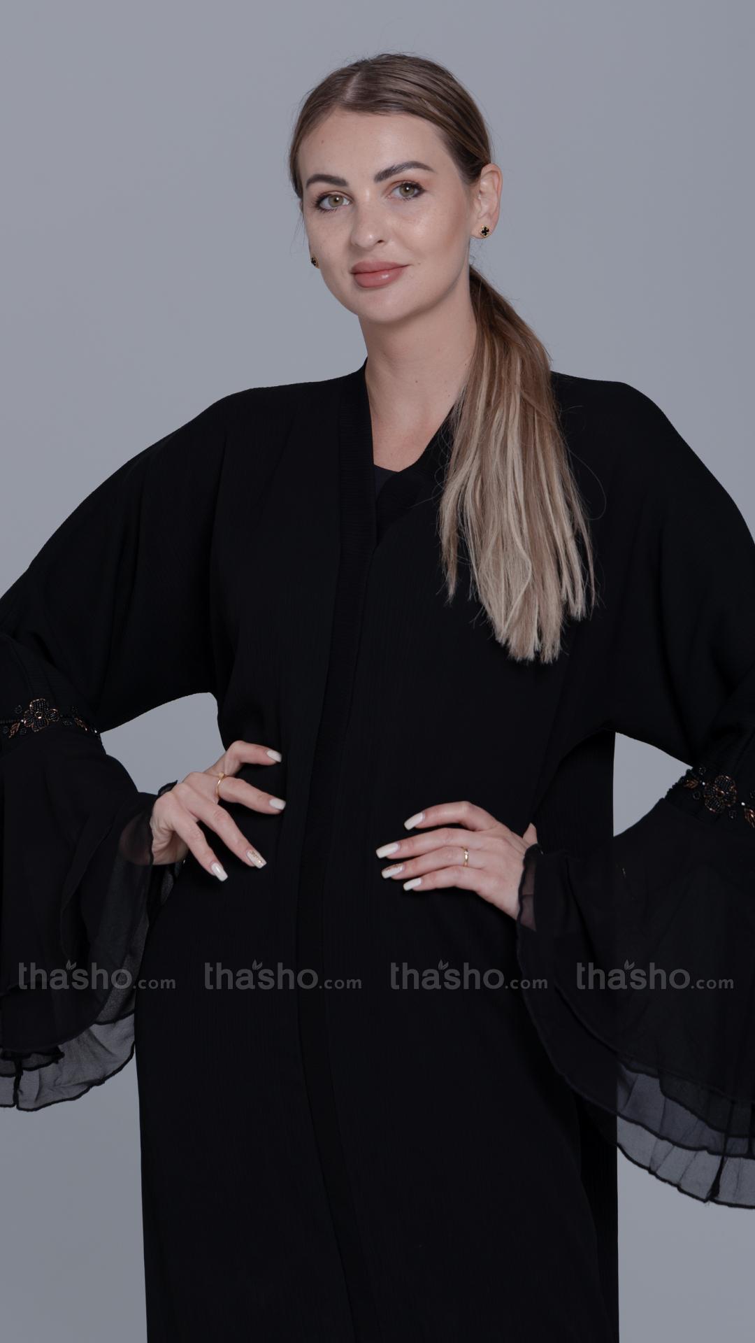 Black Abaya by Zoom with Crystal Handwork