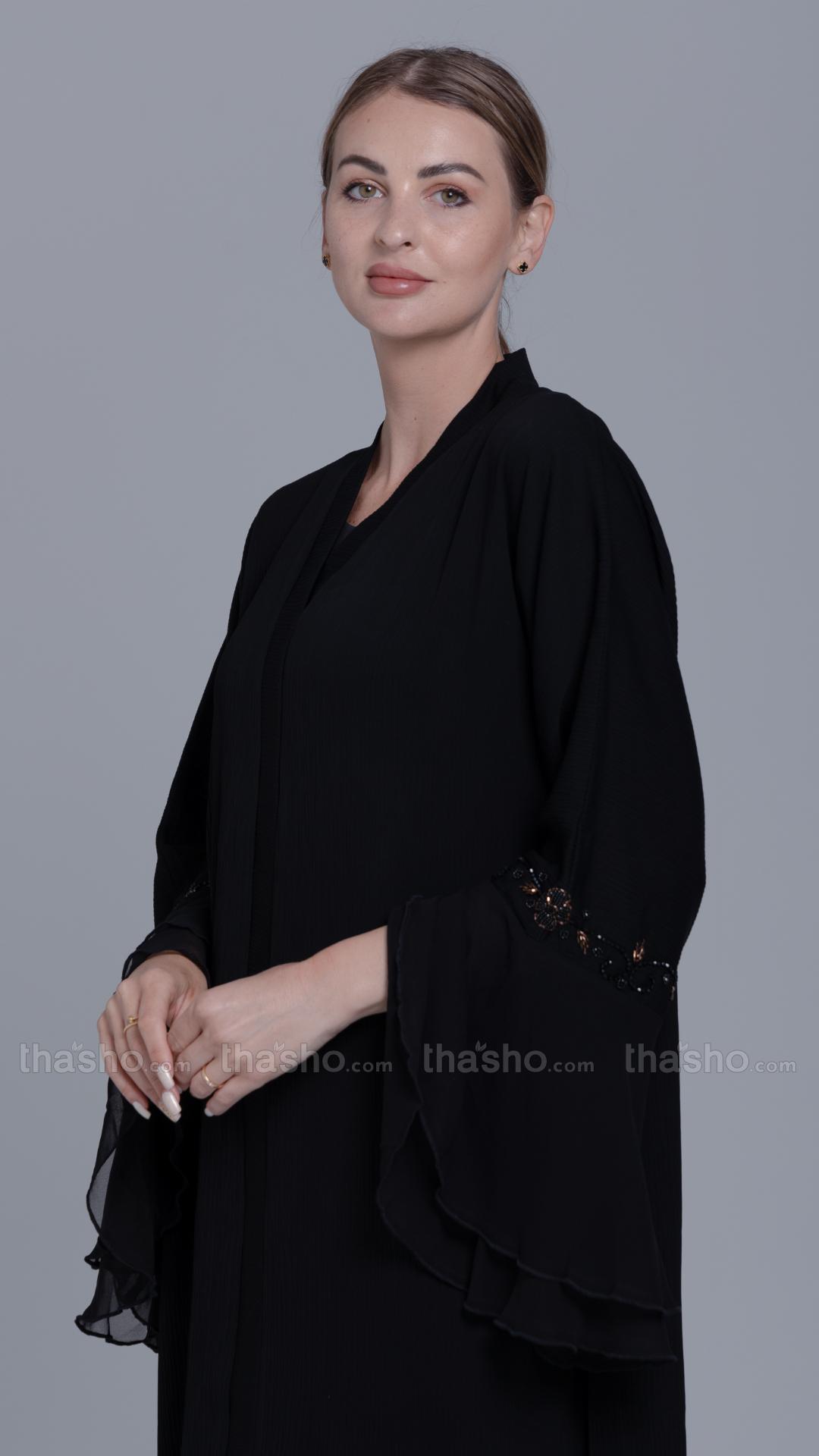 Black Abaya by Zoom with Crystal Handwork