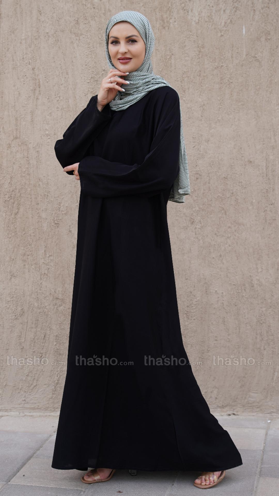 Simple and Elegant Black Nida Matte Abaya