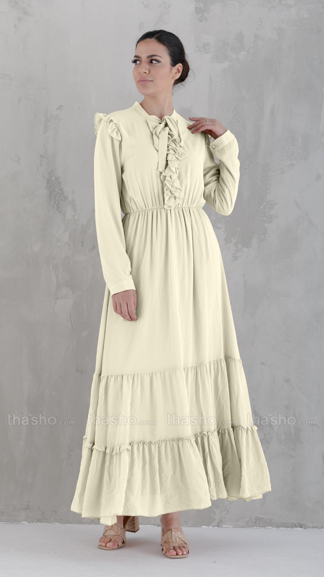 Modest Dress in Comfy Beige